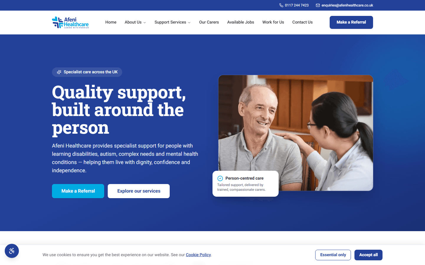 Afeni Healthcare — Headless Rebuild for a Specialist Care Provider