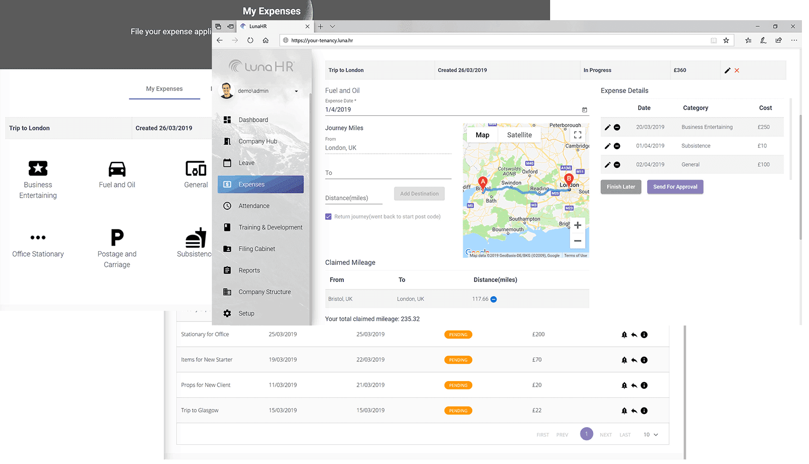 LunaHR Platform Expenses Example A2ZTECH